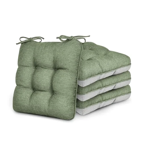 Love's Cabin Memory Foam Chair Cushions, Set of 4 in Green