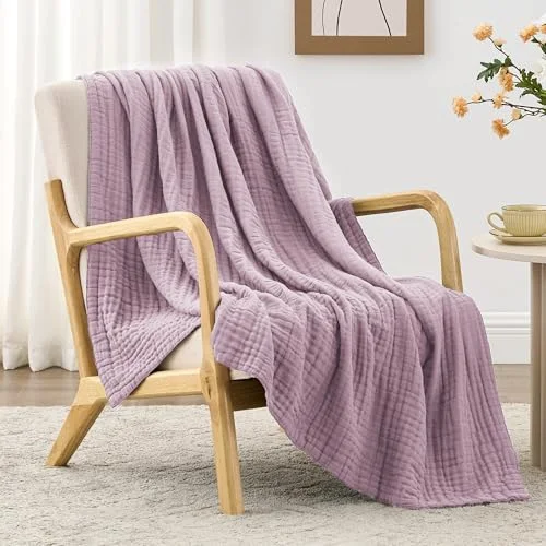 Love's Cabin Cotton Muslin Blanket in Lavender