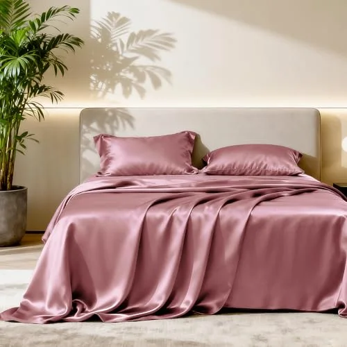 Love's Cabin Satin Sheet Set in Rose Taupe