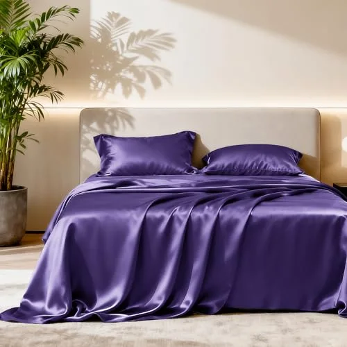 Love's Cabin Satin Sheet Set in Purple