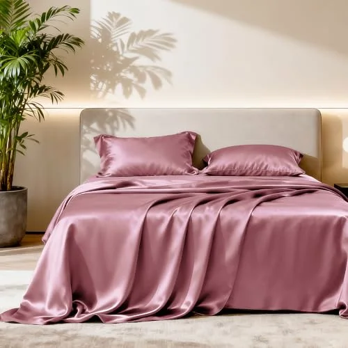 Love's Cabin Satin Sheet Set in Rose Taupe