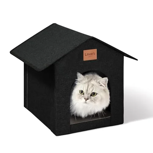 Love's Cabin Outdoor Cat House in Black