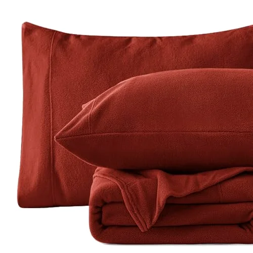 Love's Cabin Polar Fleece Sheet Set in Red
