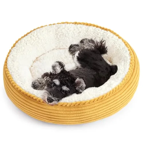 Love's Cabin Donut Calming Pet Bed in Yellow