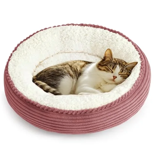 Love's Cabin Donut Calming Pet Bed in Dusty Rose