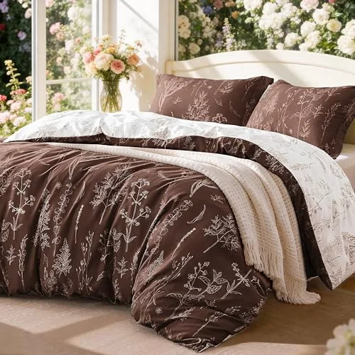 Love's Cabin Floral Comforter Set in Chocolate