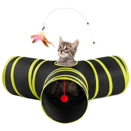 Love's Cabin Cat Play Tunnel in Black&Yellow