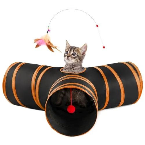 Love's Cabin Cat Play Tunnel in Black&Orange