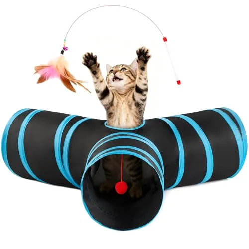 Love's Cabin Cat Play Tunnel in Black&Blue
