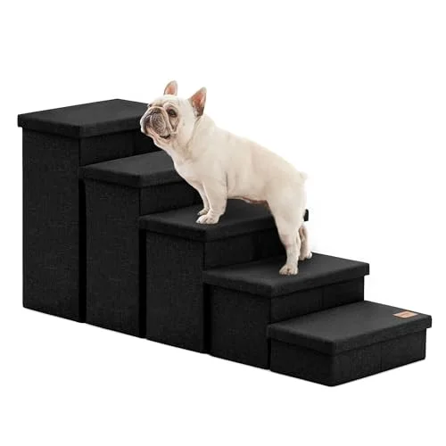 Love's Cabin Foldable Dog Stairs in Black