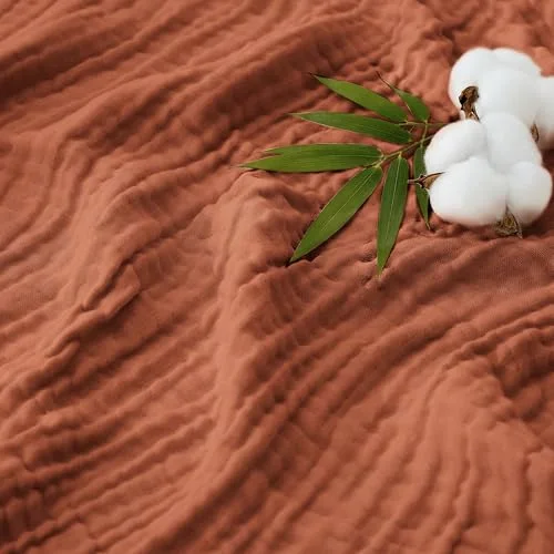 Love's Cabin Cooling Muslin Blanket in Terracotta
