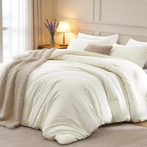 Love's Cabin Linen-Look Comforter Set in Beige