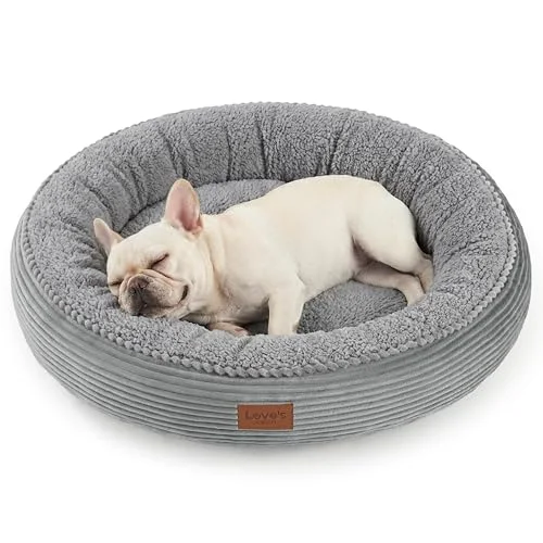 Love's Cabin Donut Calming Pet Bed in Pure Gray