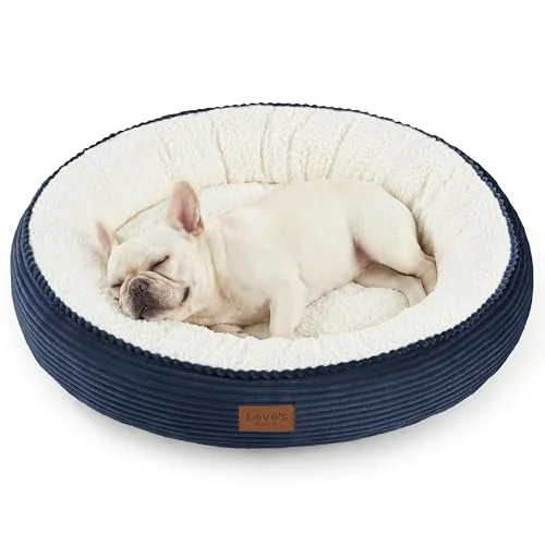 Love's Cabin Donut Calming Pet Bed in Navy Blue
