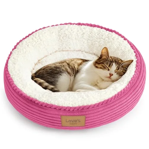 Love's Cabin Donut Calming Pet Bed in Hot Pink
