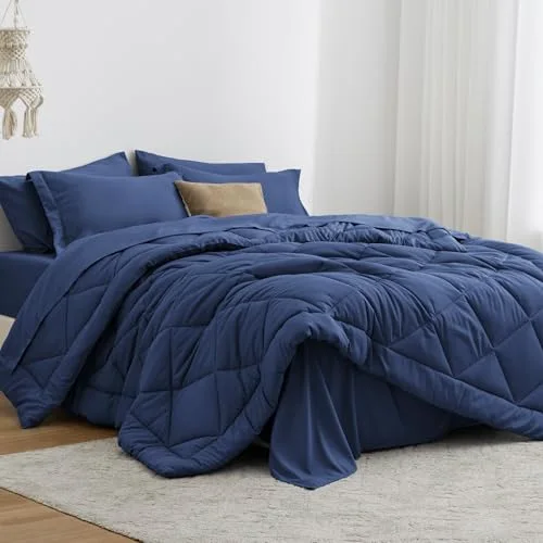 Love's Cabin Bed-in-a-Bag Comforter Set in Dark Blue