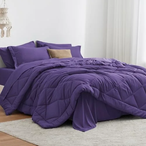 Love's Cabin Bed-in-a-Bag Comforter Set in Purple
