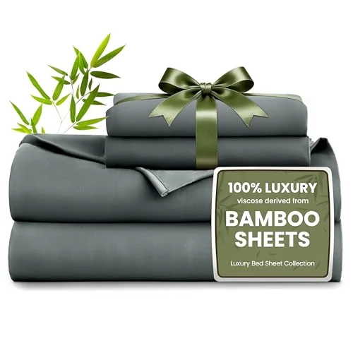 Love's Cabin Bamboo Rayon Sheet Set in Dark Grey