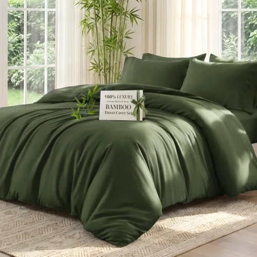 Love's Cabin Duvet Cover Set in Olive Green