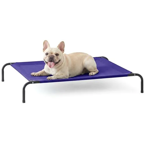 Love's Cabin Elevated Cooling Dog Bed in Blue