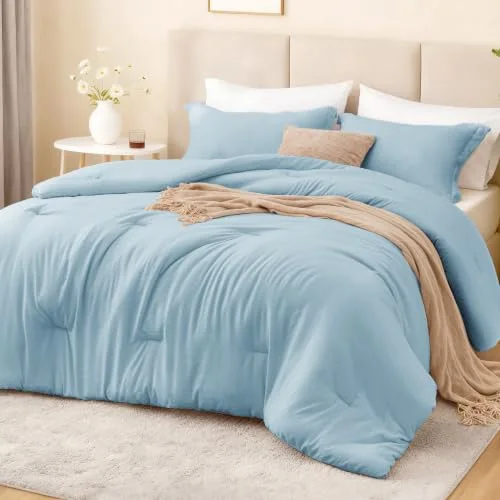 Love's Cabin Prewashed Comforter Set in Light Blue