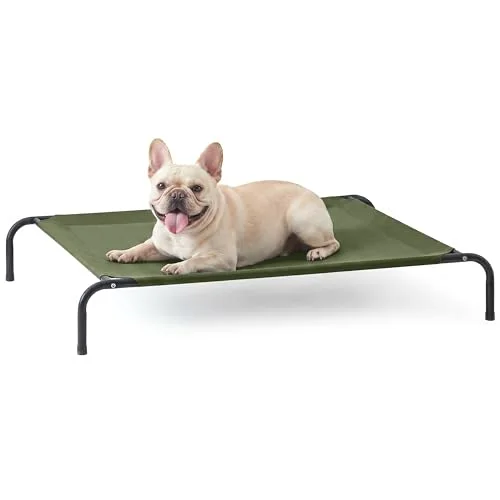 Love's Cabin Elevated Cooling Dog Bed in Olive Green
