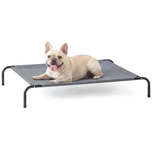 Love's Cabin Elevated Cooling Dog Bed in Grey
