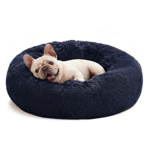 Love's Cabin Calming Cat Bed in Navy Blue
